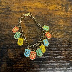 Vintage Gold Tone Enamel NEW ORLEANS Souvenir Charm Bracelet 6.5 inches